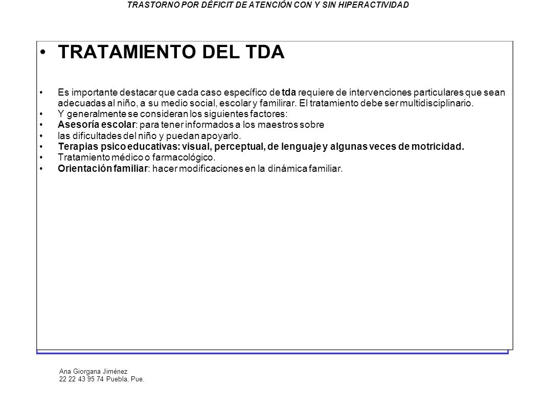 De trastorno tratamiento deficit por atencion